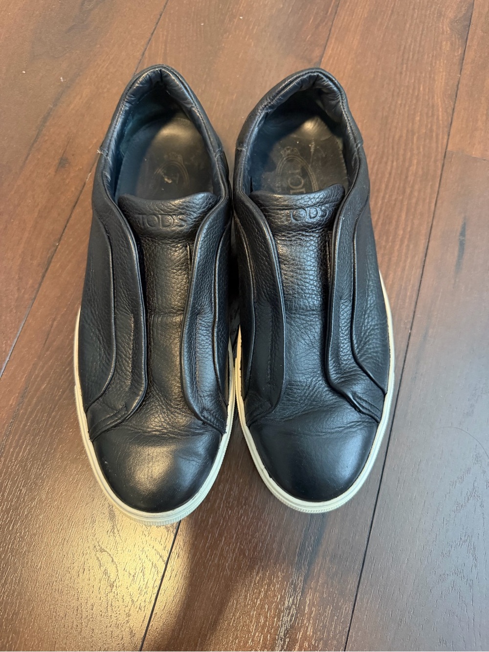 Tod's Men's Black Grained Leather Slip-On Sneakers Shoes Size UK 8.5 / US 9.5